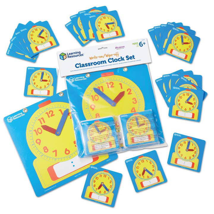 Write & Wipe Clocks Classroom Set for wholesale by Learning Resources
