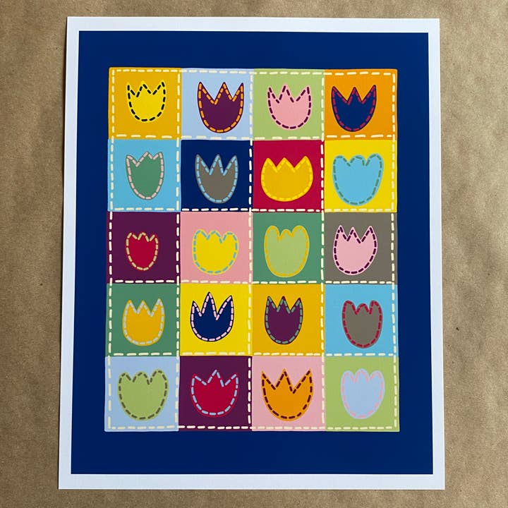 Quilt of Tulips art print for wholesale by AnneArchy