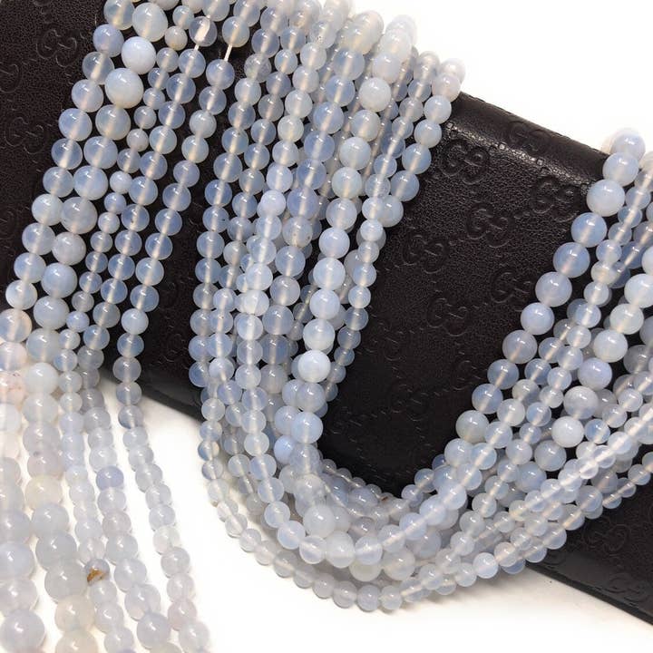 Perles de calcédoine naturelle pierres gemmes, fournitures de bijoux pour la fabrication de bijoux, gros perles de pierres gemmes, 13,5 « brin pour la vente par Akstar Gems