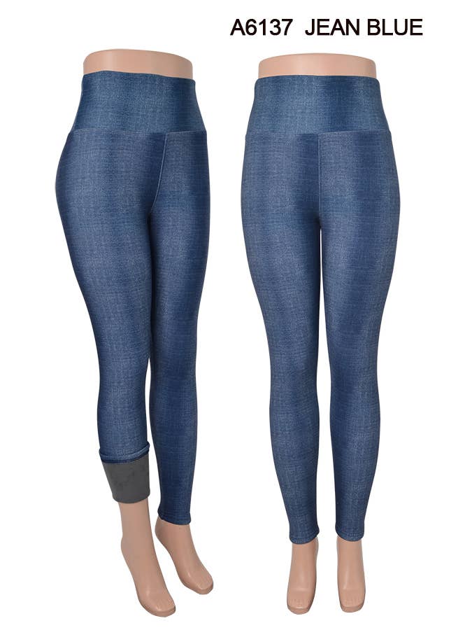 SSImport - Wholesale Fashion Leggings - Women's - A6137 WINTER JEAN LEGGINGS FLEECE LINED 12PCS/PACK 1