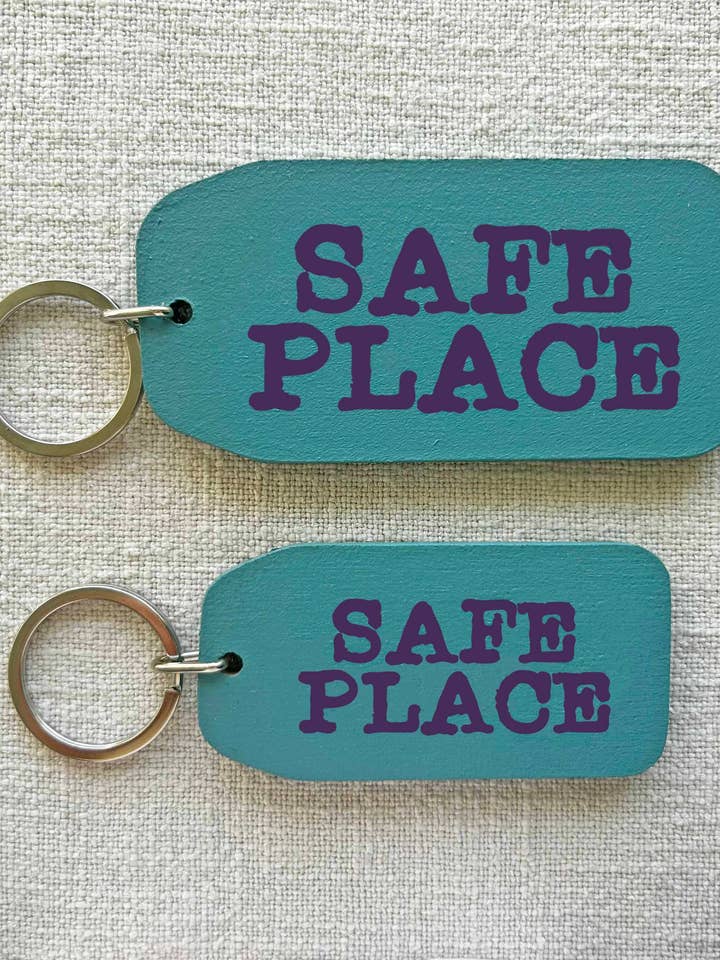 Safe Place - Wooden Key Tag for wholesale by THE WOODEN POSTCARD COMPANY