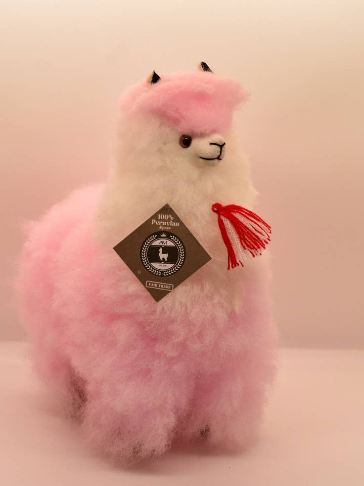 Animale di peluche alpaca colore neon rosa per la vendita all'ingrosso da parte di Alpaca market