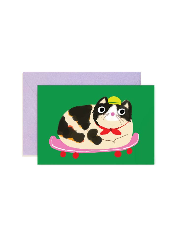 Cat Loaf Skateboard Mini Note Card – For Gift Mini Card for wholesale by Karen Schipper