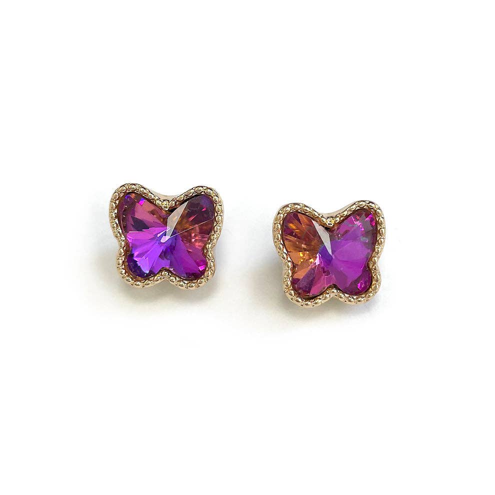 StarryNYC - Venta al por mayor Pendientes de botón/aretes de poste - Pendientes de tuerca con cristales de cristal con marco de mariposa8