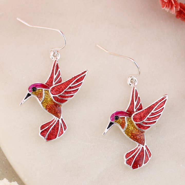 Enamel Hummingbird Earrings for wholesale by Seasons Jewelry
