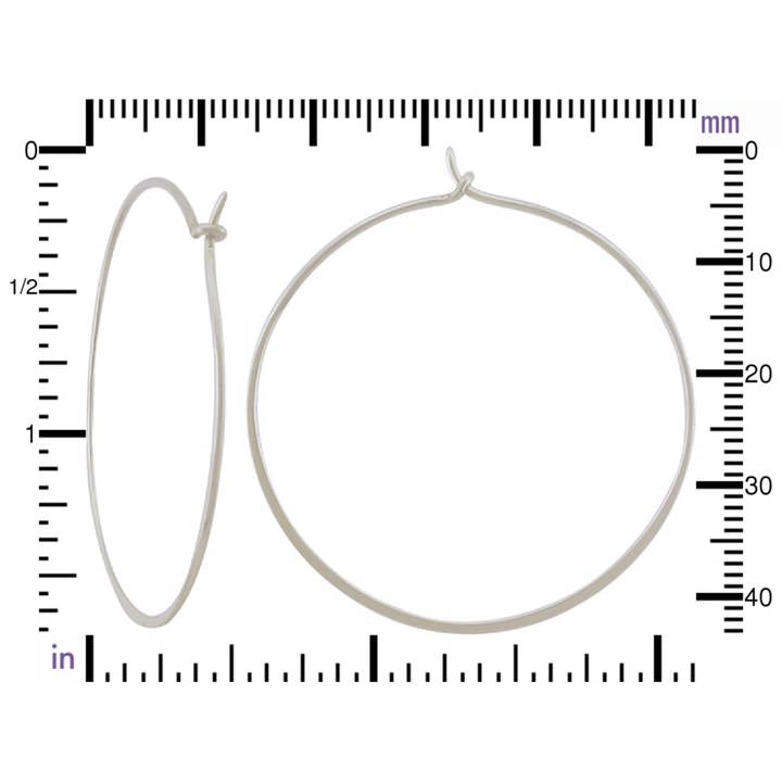 Nina Designs - Venta al por mayor Pendientes de aro - Aros en forma de círculo semimartillado de plata de ley, 40 mm4