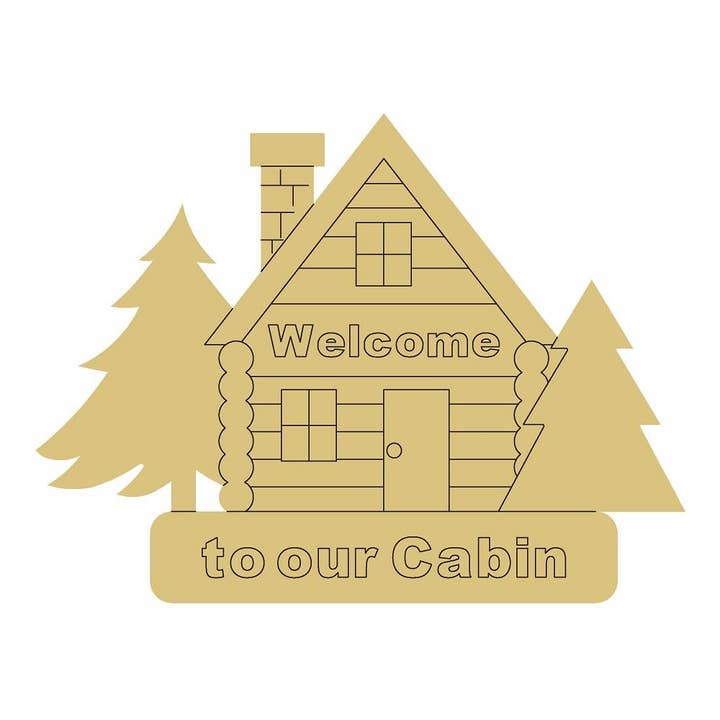 Welkom bij Our Cabin Design By Lines Unfinished Wood Cutout voor wholesale door Diverse Woodworking