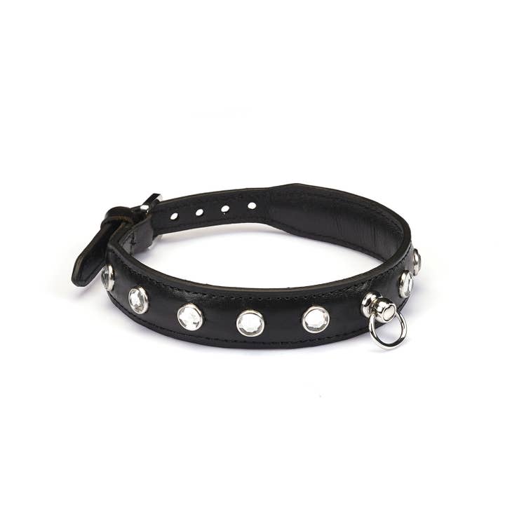 Liebe Seele - Wholesale Choker/Collar - Liebe Seele Premium Leather Choker with Diamonds Black