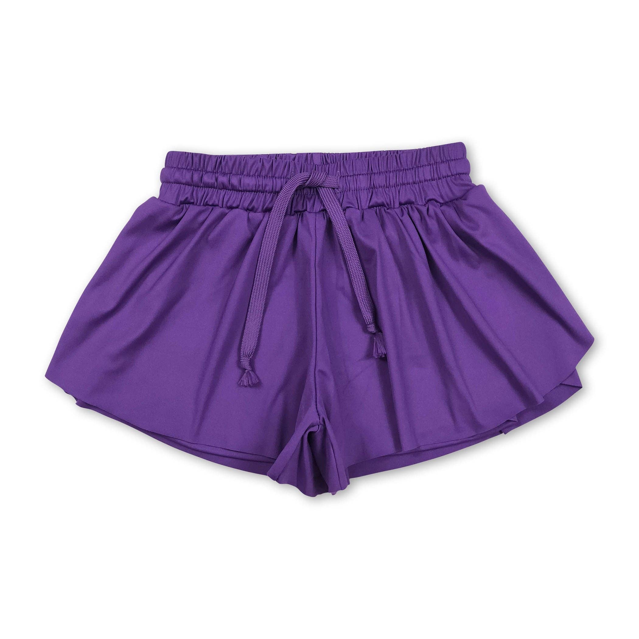 Yawoo Garments - Vente Short de sport – enfant - Shorts de yoga d'été pour filles en violet