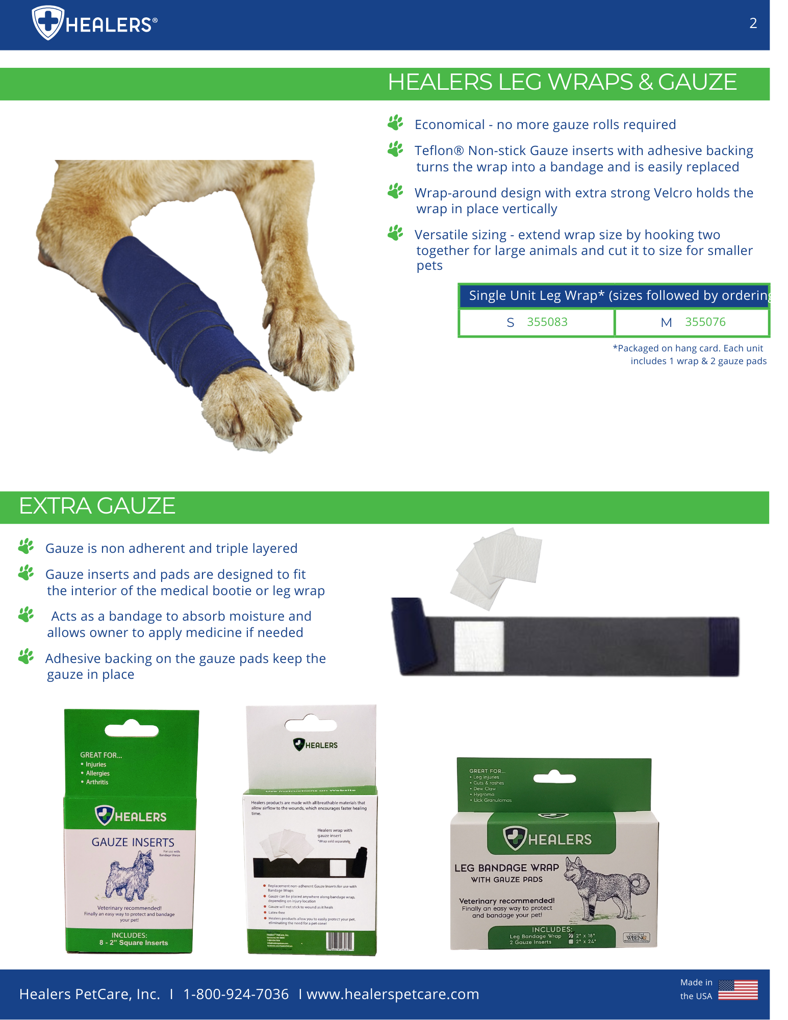 Healers PetCare - Vente Bandana – chien - Bandage élastique pour les jambes avec inserts en gaze1