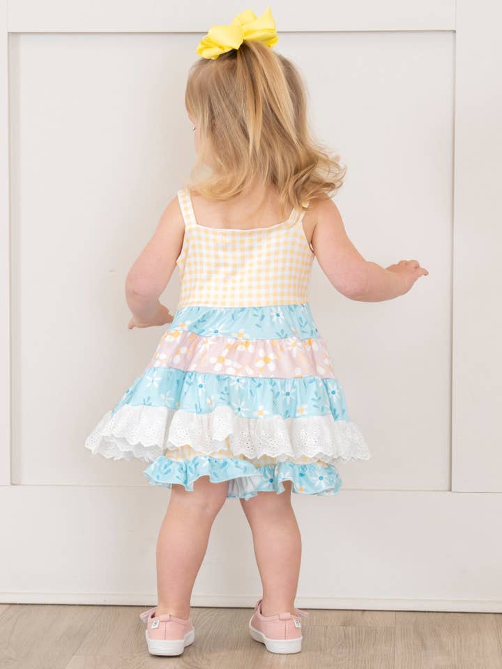 Marie Nicole Clothing - Wholesale Top & Short Set - Kids - Sweet Gingham Floral Ruffle Outfit