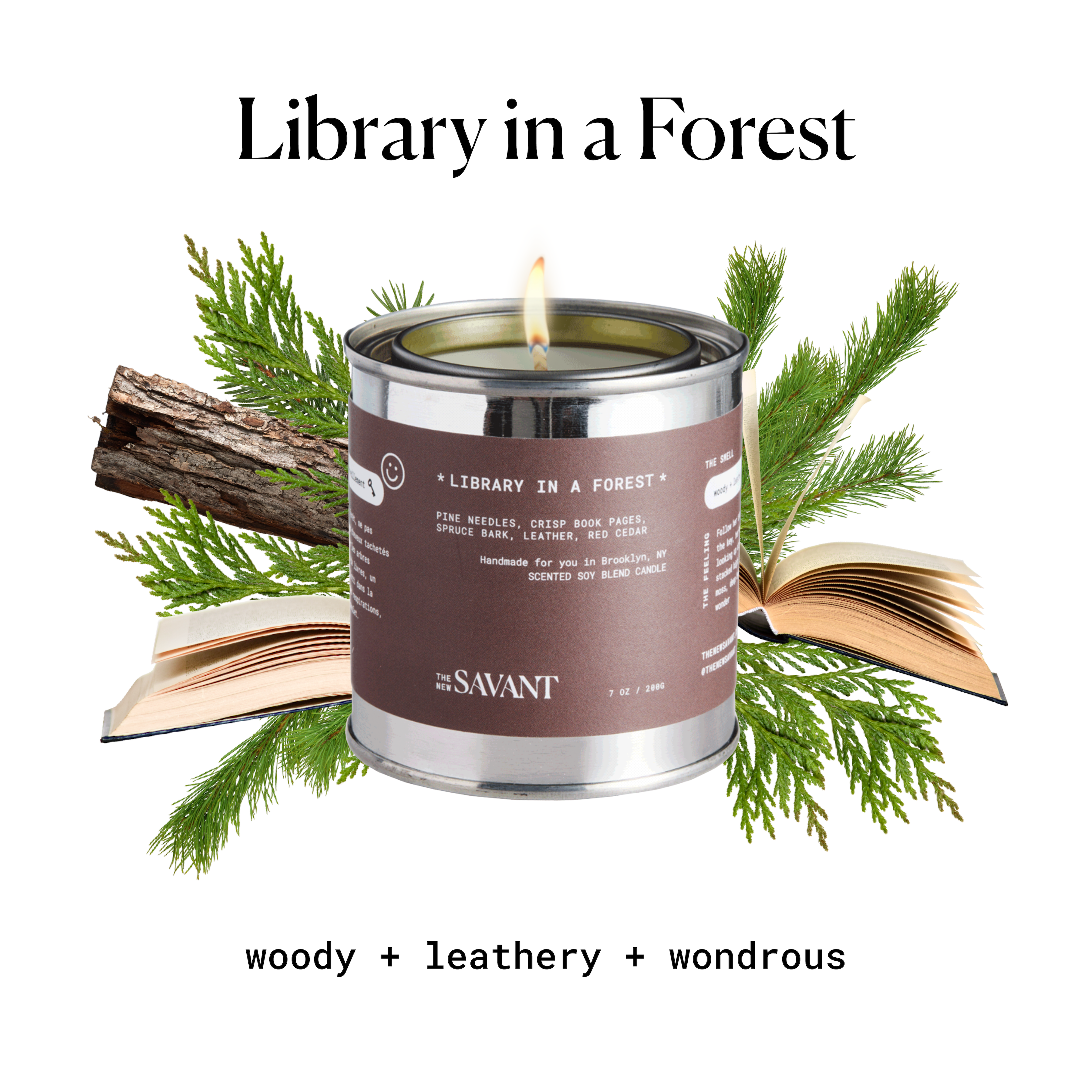 THE NEW SAVANT - Vente Bougie en bocal - Bougie Bibliothèque dans une Forêt - Meilleure Vente 🕯️🌲📚5