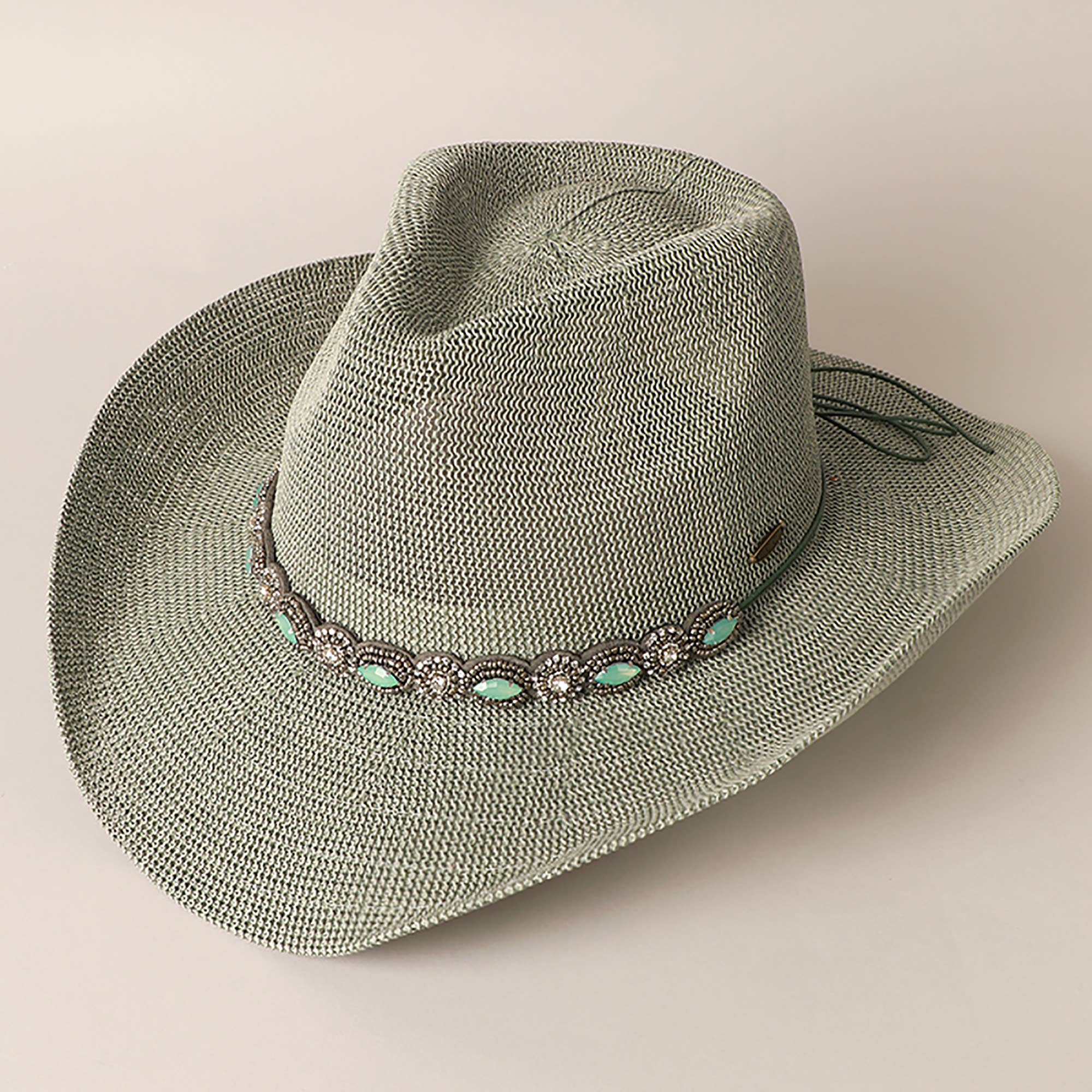 Fashion City - Vente Chapeau de cowboy – femme - Chapeau de cowboy Durango avec ceinture ornée de bijoux15