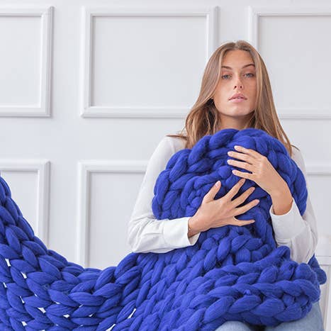 woolexperts – Manta para sofá por atacado – Cobertor gigante de tricô grosso 100% lã merino15