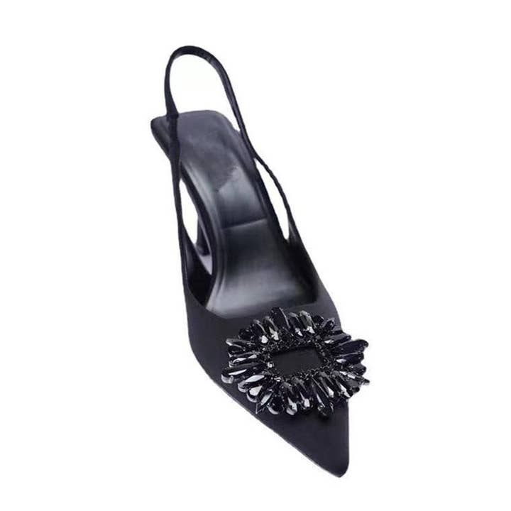 Blak Wardrob - Wholesale High Heels - Women's - Women Black High Heels Fashion Rhinestone Pumps Elegant Heel