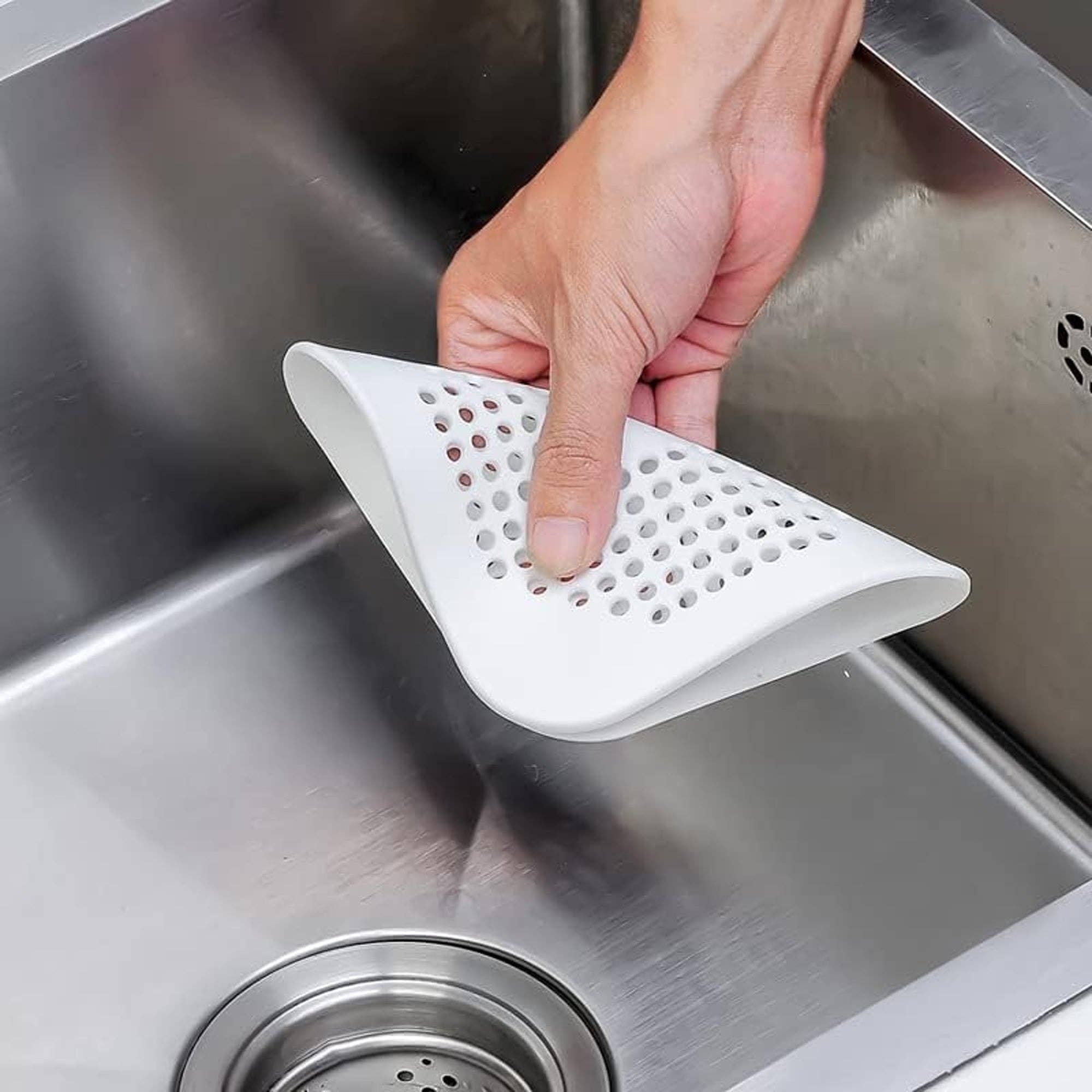 Vigor Path - Wholesale Dish Drying Mat/Rack - Shower Drain Hair Catcher - 5.7- inch Square Drain with Suction Cups 2 Pack (White)3