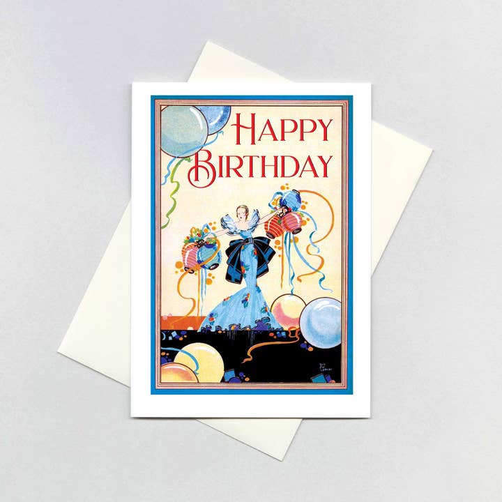 Deco Lady with Lanterns - Birthday Card for wholesale by Laughing Elephant