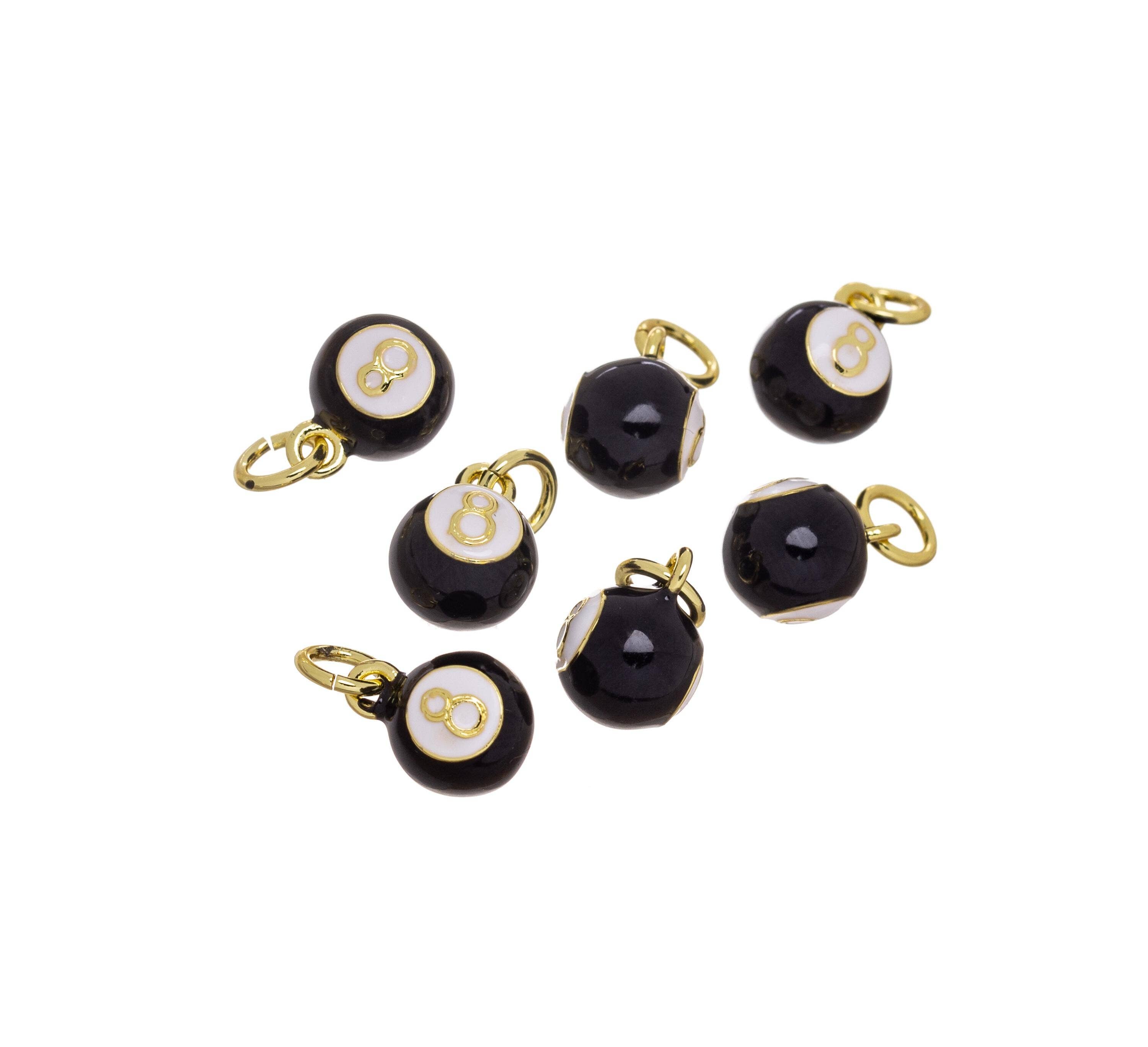Jewel Pledge - Wholesale Individual Charm/Pendant - Number 8 Billiard Ball Necklace Charm, Good Luck CPG25095