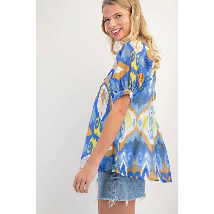 STYLE USA - Wholesale Tunic - Women's - Print Smocked Yoke Top