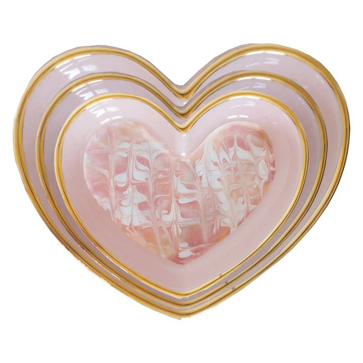 Gemarmerde Hartschalen met 22K Gouden Accenten voor wholesale door Lo Home | Ruby Clay