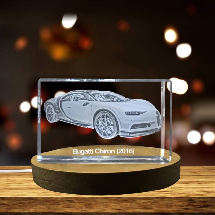 Exquisite 3D Engraved Crystal of the Legendary 2016 Bugatti for wholesale by AB Crystal Collection