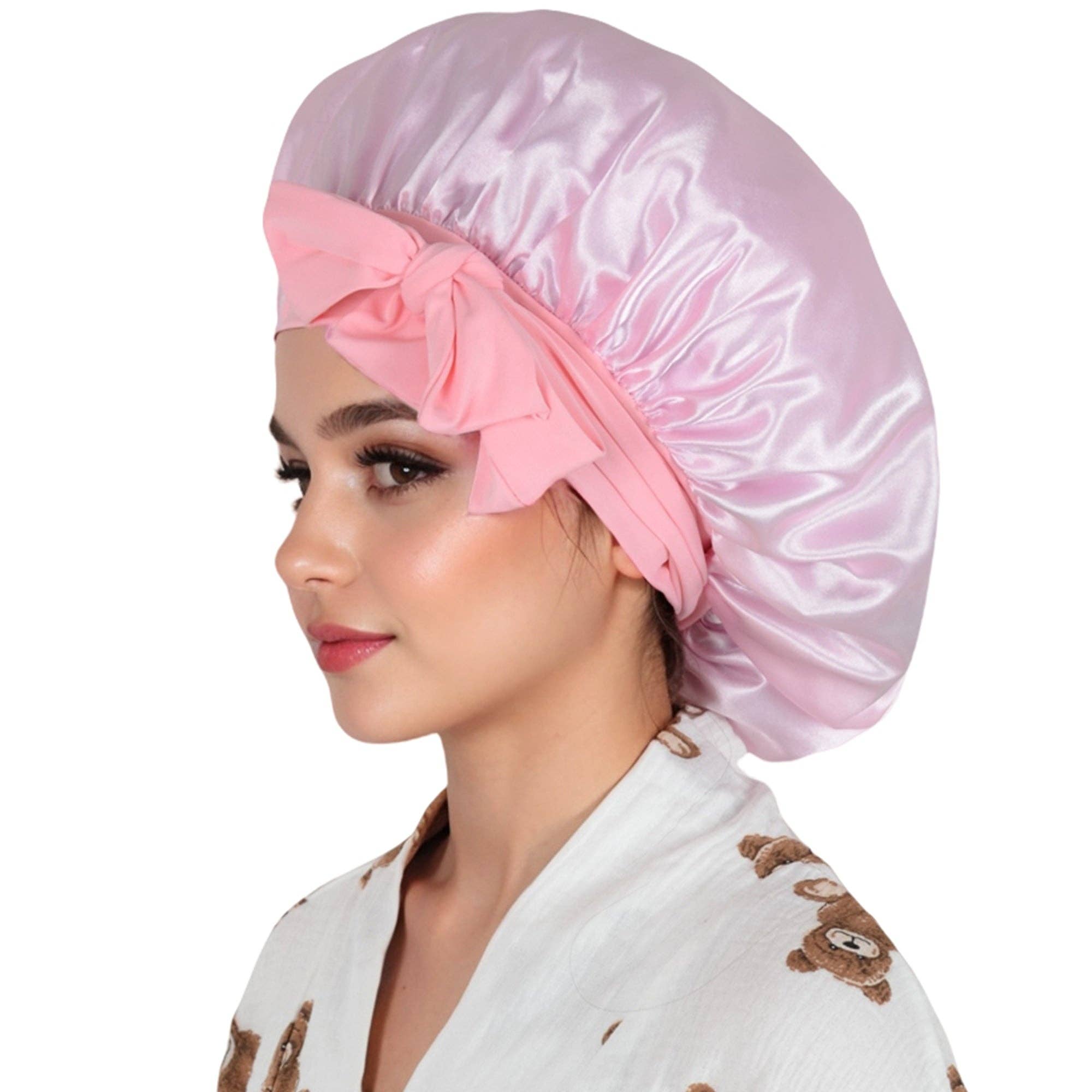 AK Brand - Vente Bonnet de nuit – femme - Bonnet en soie doublé satin avec long ruban à nouer20