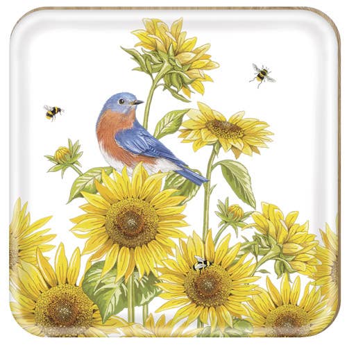 Sunflower Bluebird Wooden Tray for wholesale by Mary Lake-Thompson Ltd.