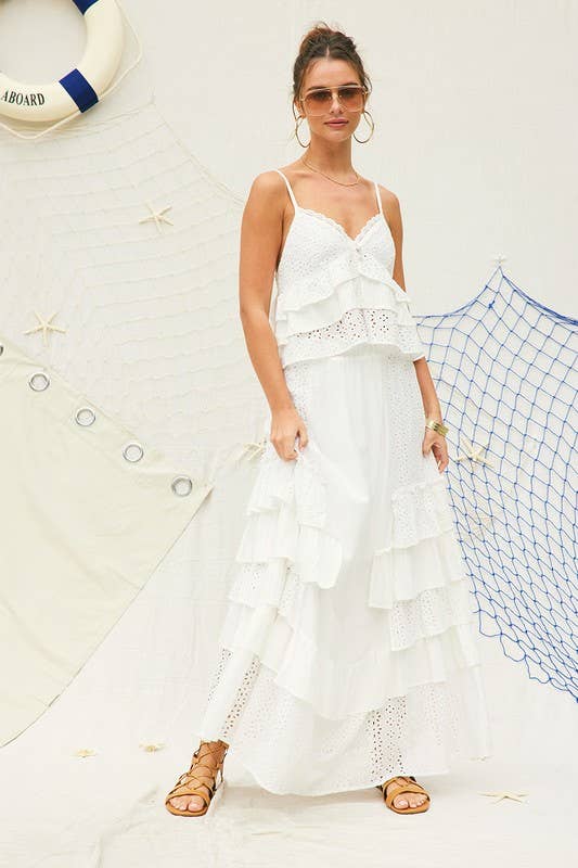 Blanc cassé Haut caraco à œillets en vente sur Faire11