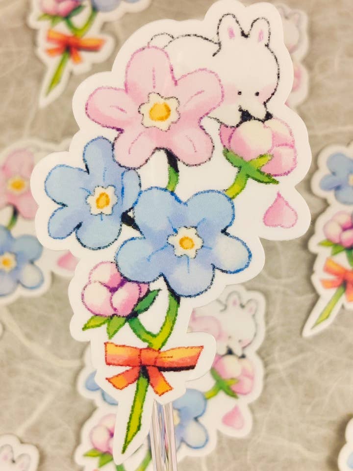 Glänzender Hasenstrauß Vinylaufkleber für den Großhandel von Hokeii Pokeii