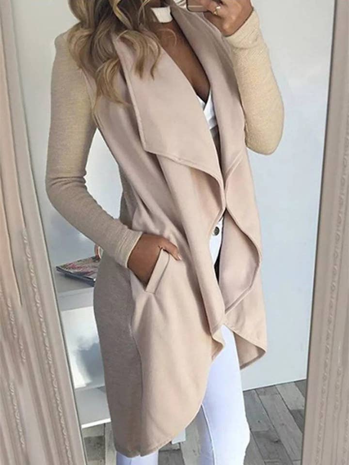 Full Size Lapel Collar Long Sleeve Coat Plus Size for wholesale by Beyond Apparel