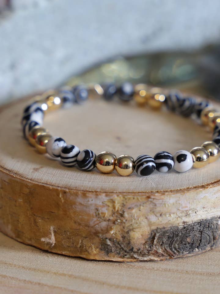 Armband aus Malachitstein und Hämatit für den Großhandel von Mlle A by Aline L