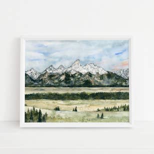 The Tetons Print for wholesale by Jennie Kilcup Watercolors