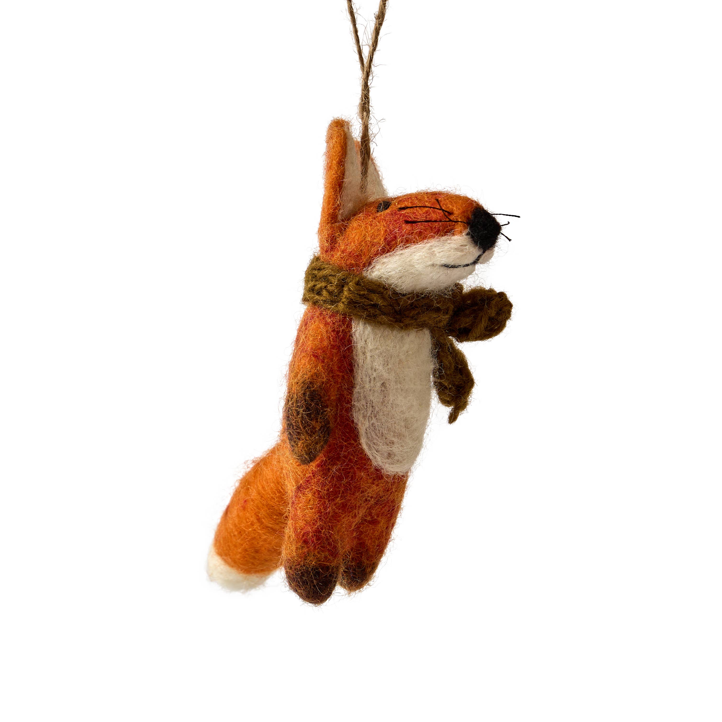 Sparkle Being – wholesale Ornament – Wool Felt Scarf Fox Ornament – Handmade in Nepal6