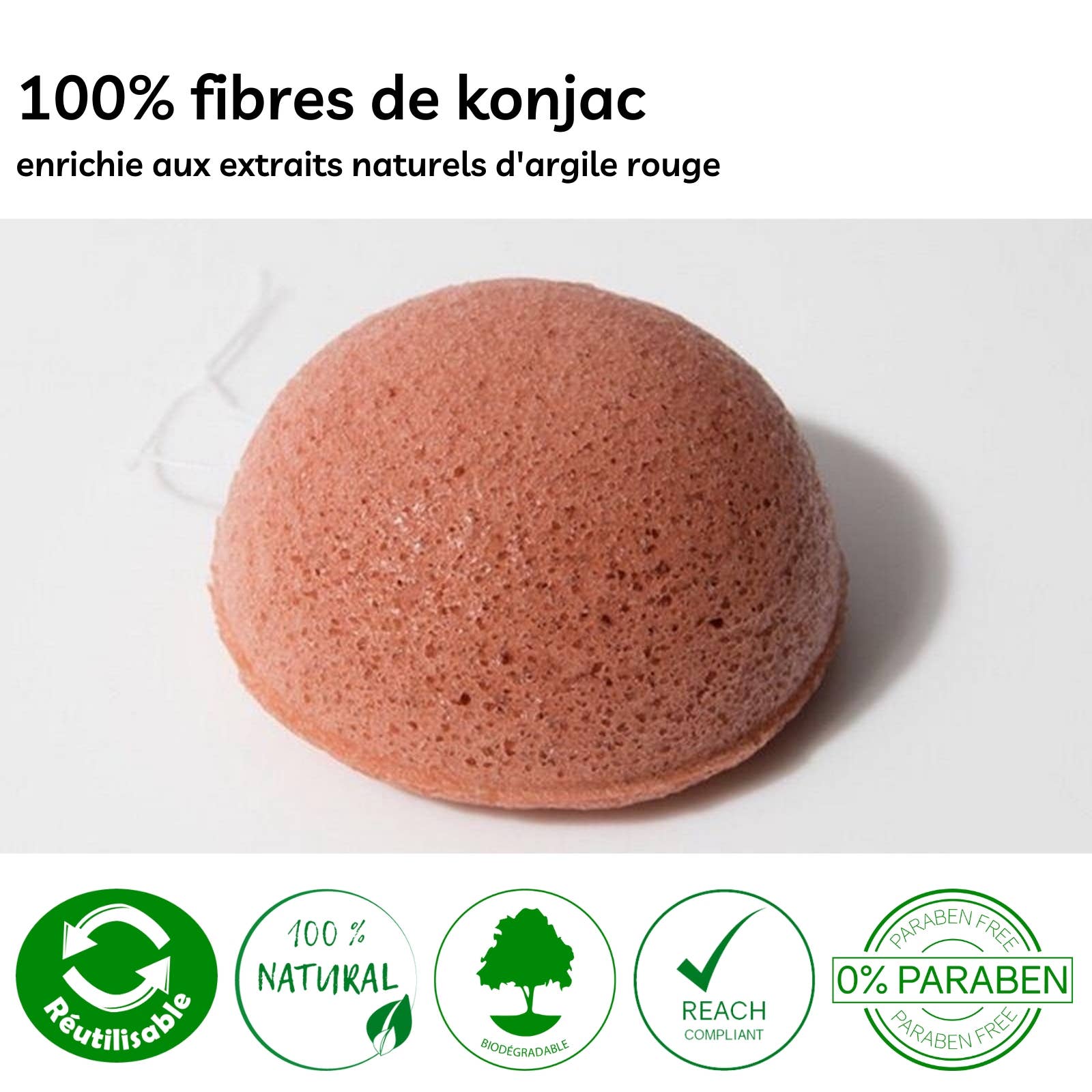 Zen'Arôme - Wholesale Facial Cleanser - Konjac Face Sponge Red Clay - 100% Natural in box1
