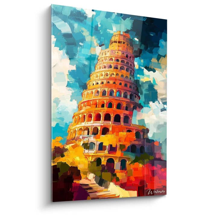 Tafel inspiriert von Der Turmbau zu Babel von Pieter Bruegel dem Älteren Nr. 2 – Hommage Berühmter Künstler für den Großhandel von Walensky