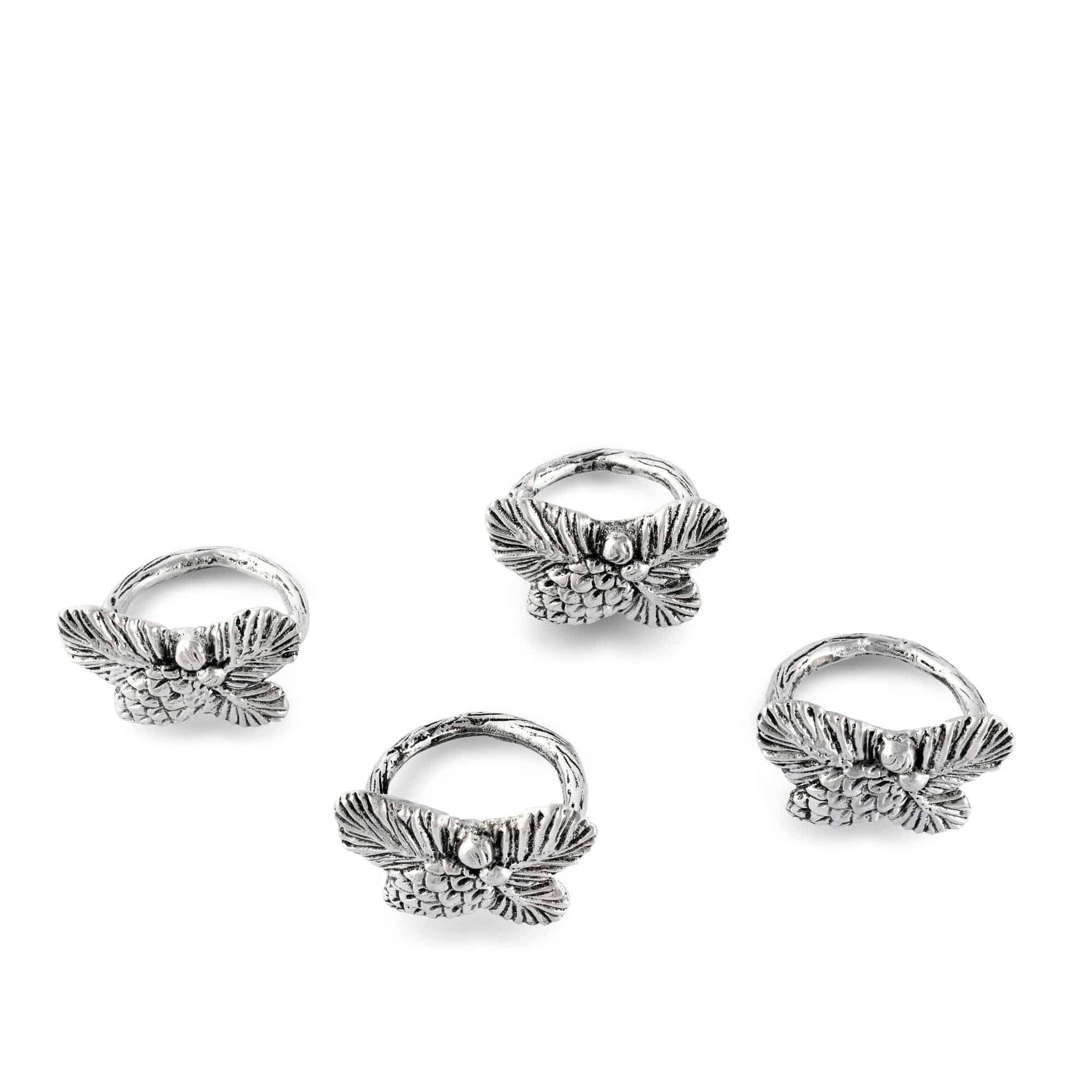 Arthur Court – Argola de guardanapo por atacado – Conjunto de 4 anéis de guardanapo com padrão de floresta de pinha1