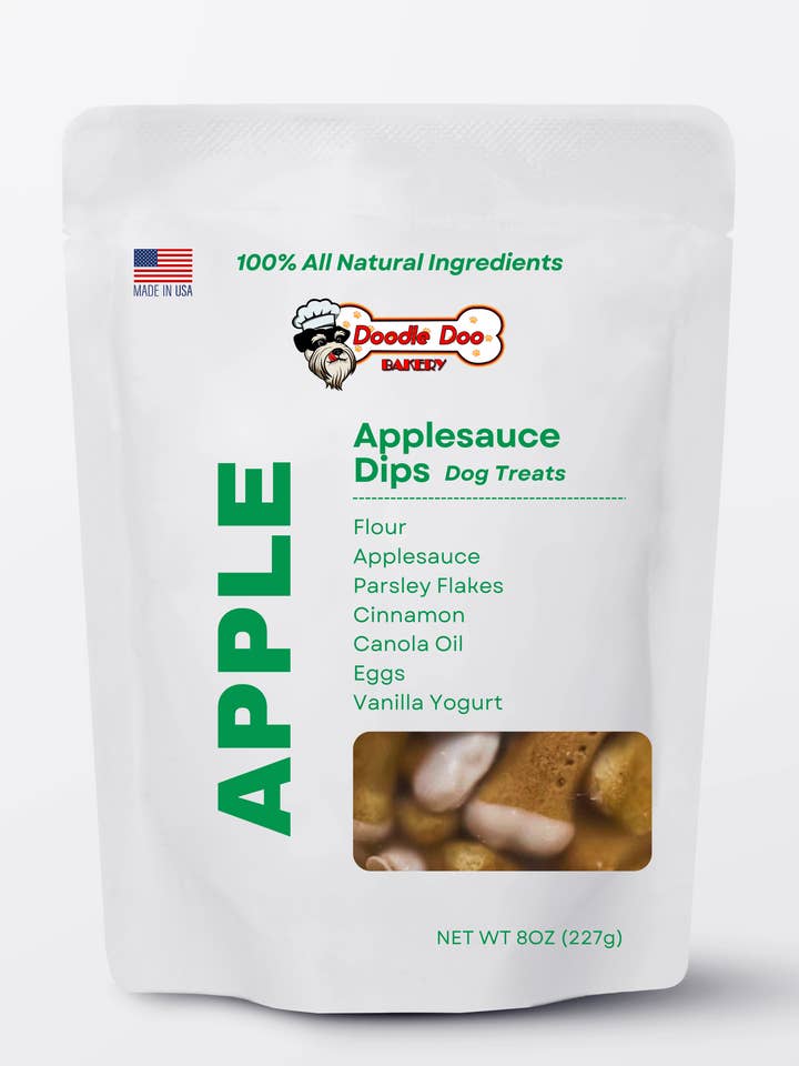 Friandises pour chiens maison - Biscuits pour chiens aux trempettes de compote de pommes 1/2 lb pour la vente par Doodle Doo Bakery