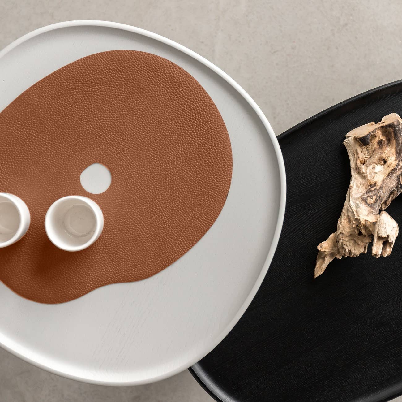 NAMUOS - Vente Sets de table - Set de napperon et dessous de verre en cuir 100 % naturel brun rouille MILLSTONES3