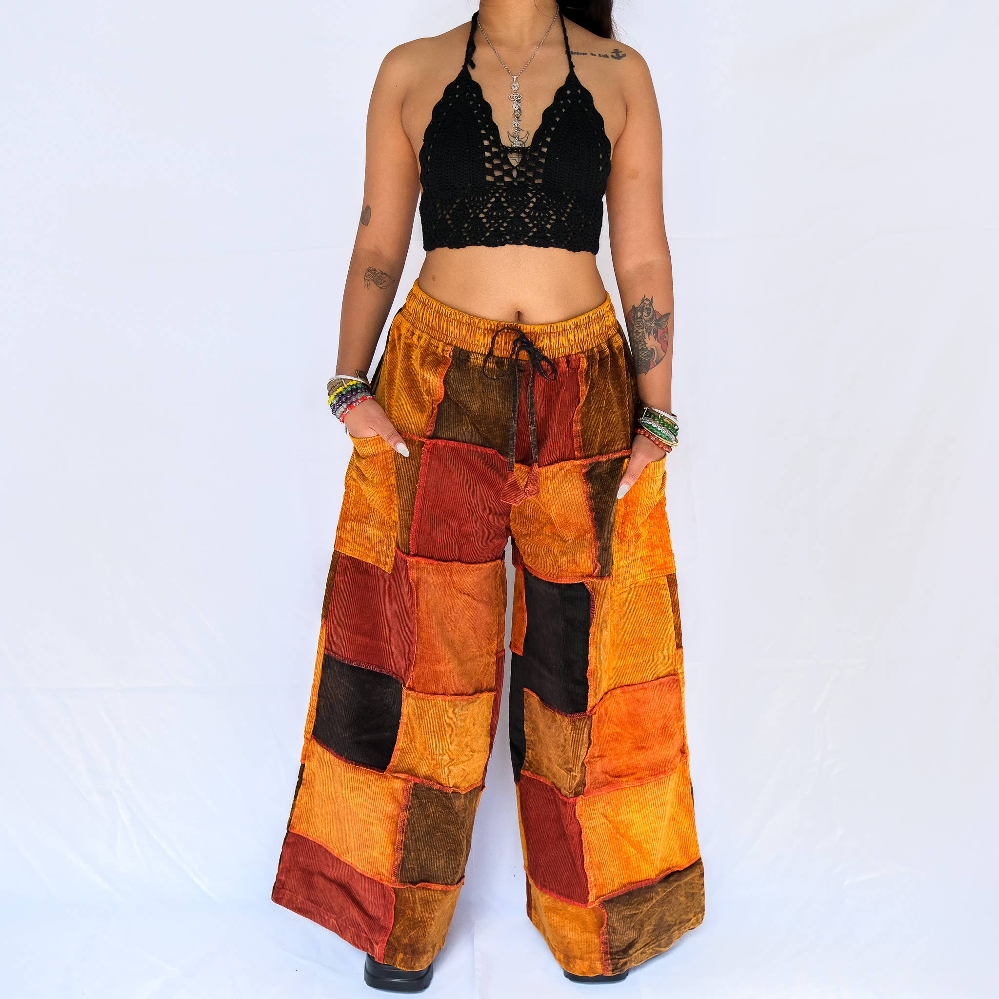 Karma Nepal Crafts - Wholesale Pants - Women's - Patchwork Corduroy Wide Leg Pants9
