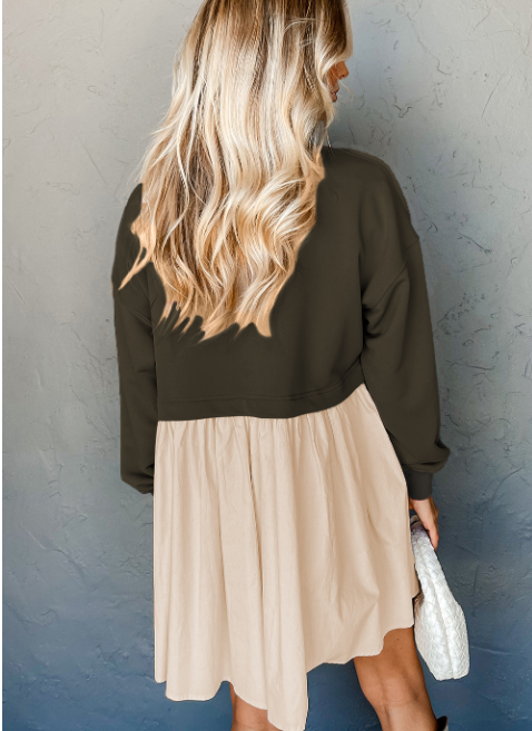 Lovesoft - Wholesale Dress - Women's - Pale Khaki Sweatshirt Poplin Mini Dress10