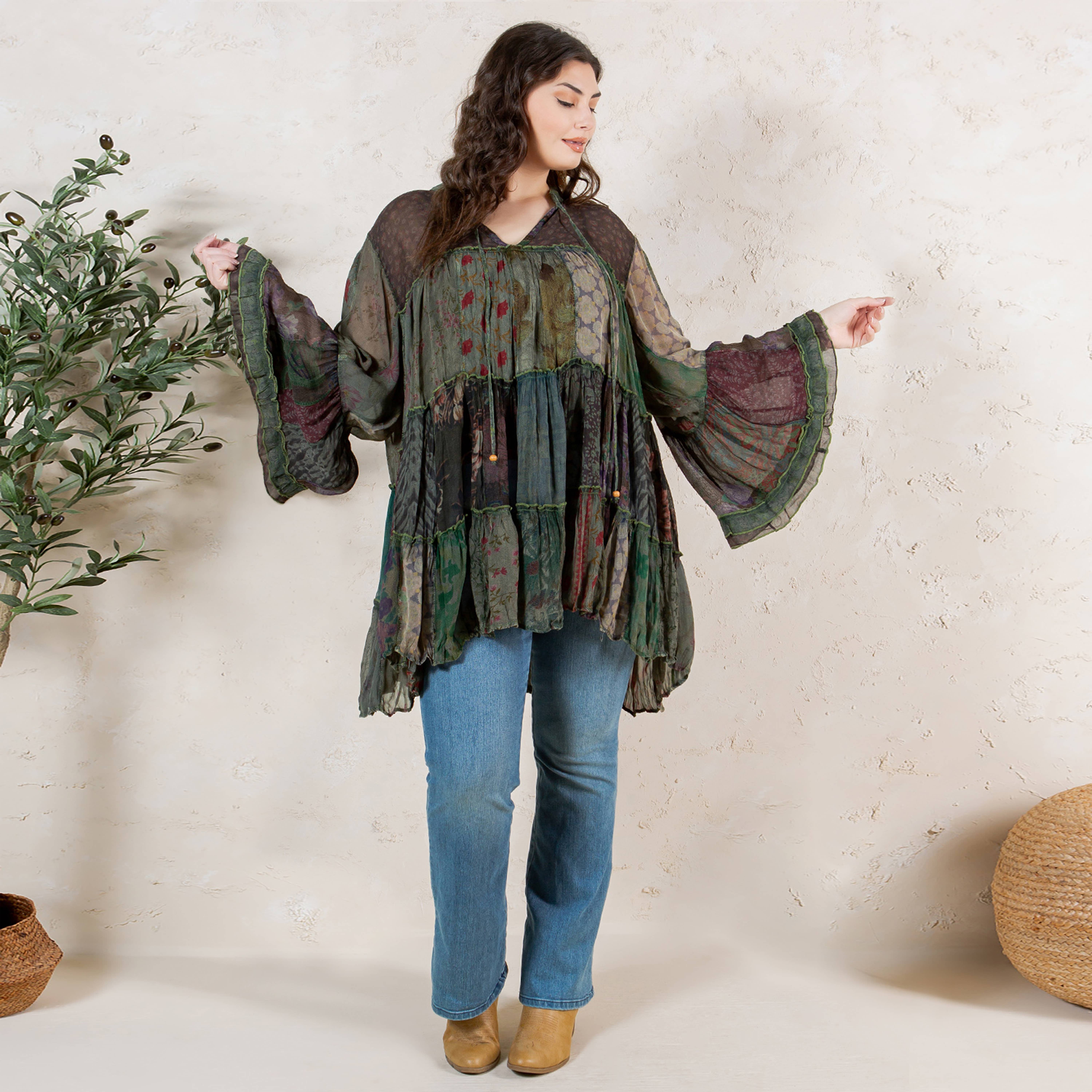 Young Threads - Venta al por mayor Blusa - Mujer - Top Jhabla con Cuello de Banda Teñido Chic (Nuevo Color)23