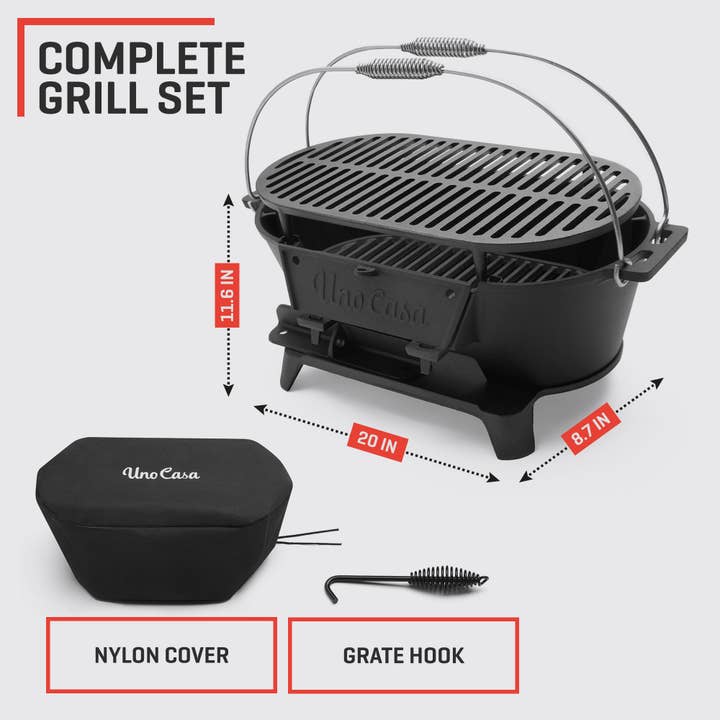 Uno Casa - Wholesale Outdoor Grill Tools - Uno Casa Hibachi Grill - Pre-Seasoned Small Charcoal Grill