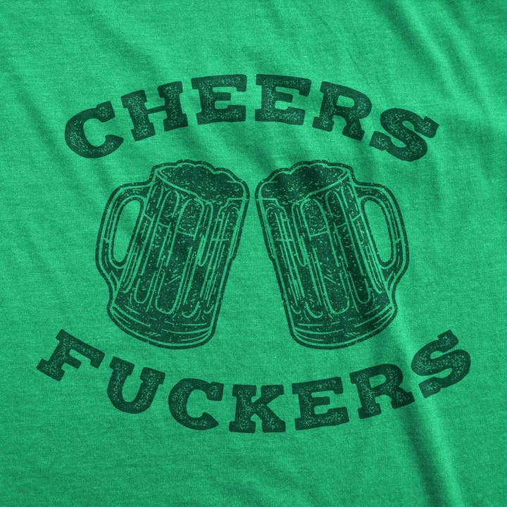 Vert chiné T-shirts amusants Cheers Fuckers pour la Saint-Patrick pour hommes en vente sur Faire2