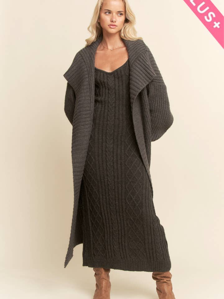 Davi & Dani - Vente Robe – femme - ENSEMBLE ROBE LONGUE ET GILET TEXTURÉ CÔTELÉ PLUS7