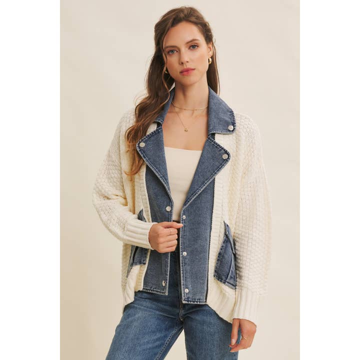 in february - Wholesale Cardigan - Women's - WASHED DENIM AND SWEATER MIXED OVERSIZED CARDIGAN14