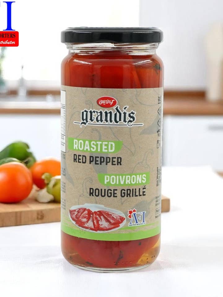 GRANDIS POIVRON ROUGE RÔTI (BOCAL EN VERRE) 12X500ML pour la vente par Grandis
