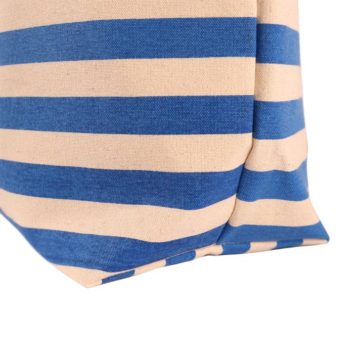Rinkit Pty Ltd - Wholesale Beach Bag - Large Striped Canvas Tote Beach Bag - 55cm x 36cm - By Nicola Spring