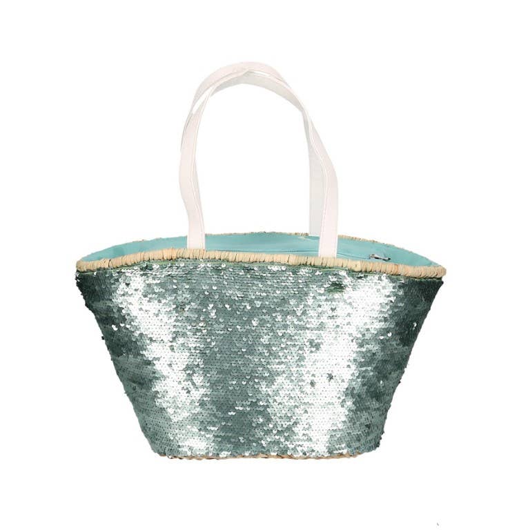 Vacchetti - Vendita all'ingrosso Borsa tote - Donna - Borsa Paglia Con Paillettes Azzurro CM47x18h232