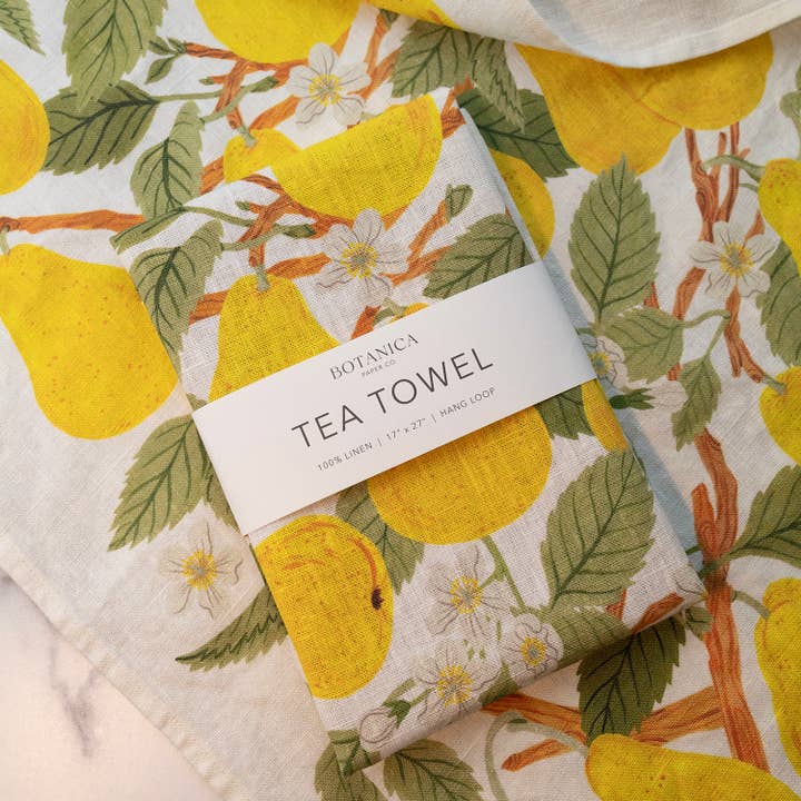 Botanica Paper Co. - Wholesale Tea Towel - PEAR ORCHARD | 100% LINEN TEA TOWEL1