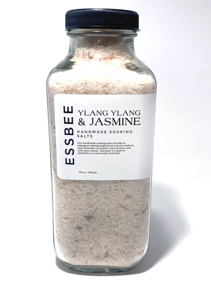Handmade Jasmine & Ylang Ylang Soaking Salts for wholesale by Essbee Bath and Body